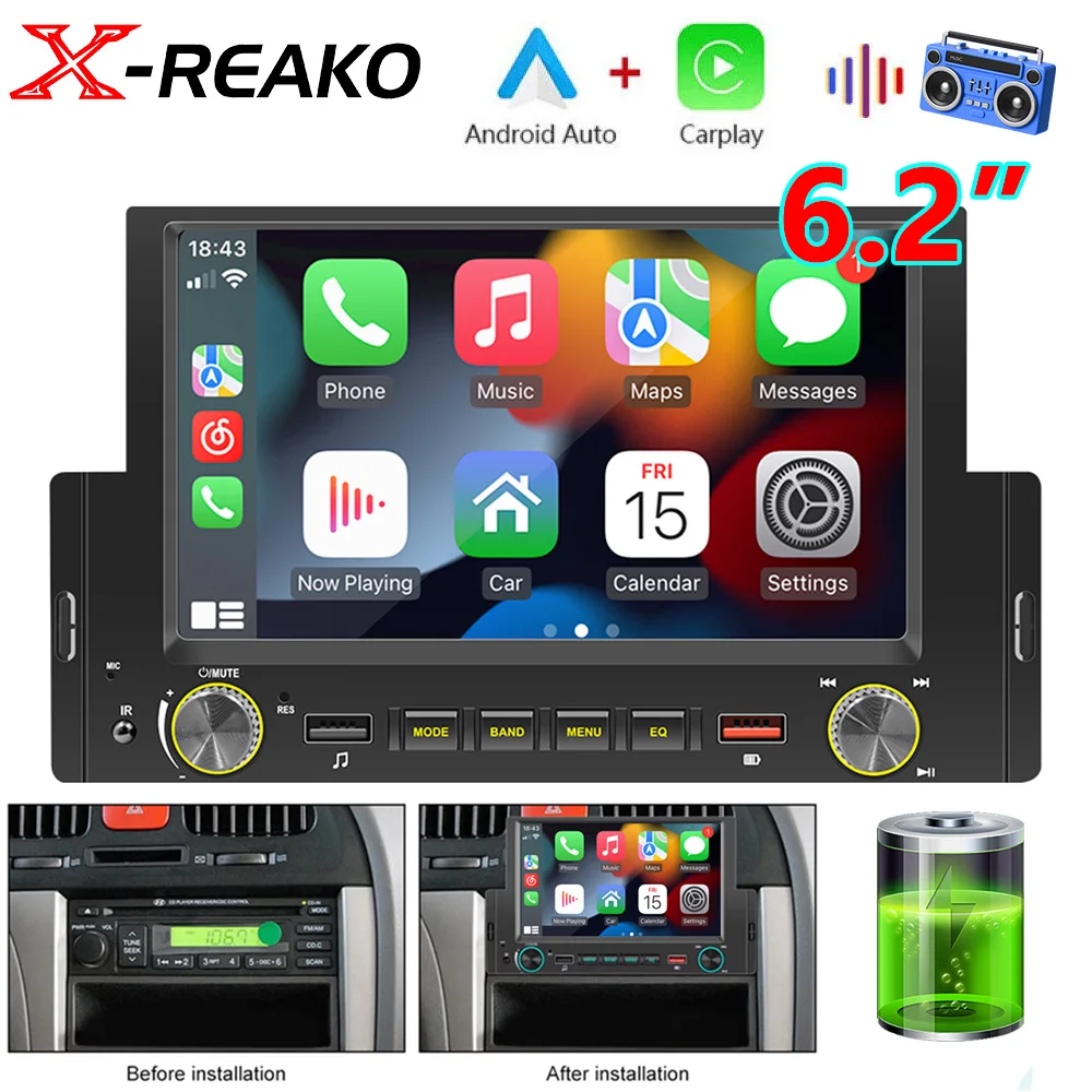 X-REAKO 6 2-дюймовый сенсорный экран Автомобильный радиоприемник Авторадио
