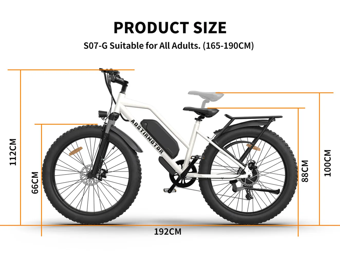 

Hot Fat Tire Adults Electric Bicycle 26 In. Electric Mountain Bike， 48V 13AH ，S07-G（White）