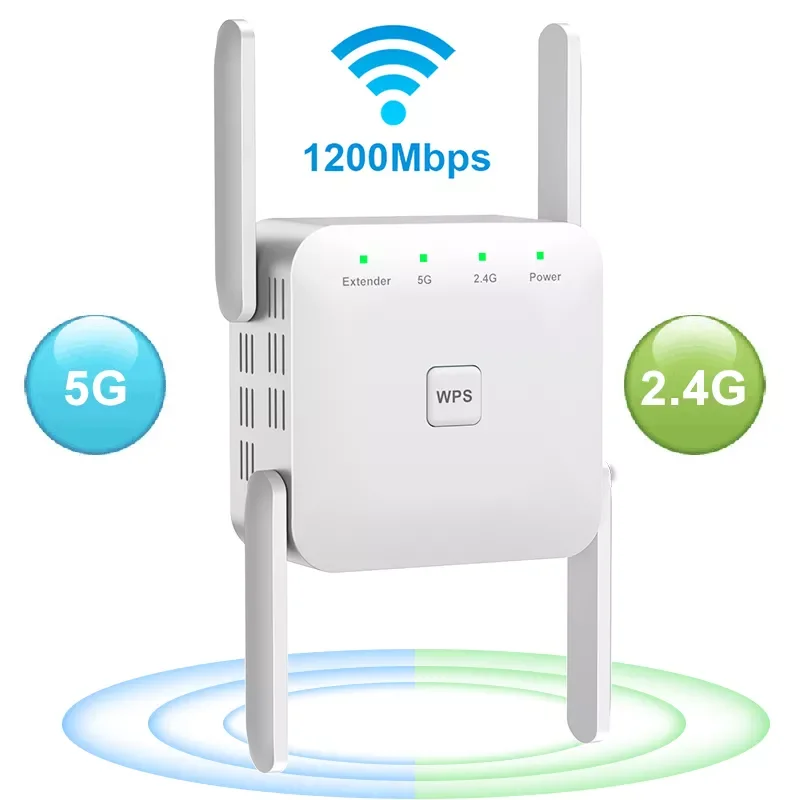 

5 Ghz WiFi Repeater Wireless Wifi Extender 1200Mbps Wi-Fi Amplifier 300Mbps Long Range Wi fi Signal Booster 2.4G Wifi Repiter