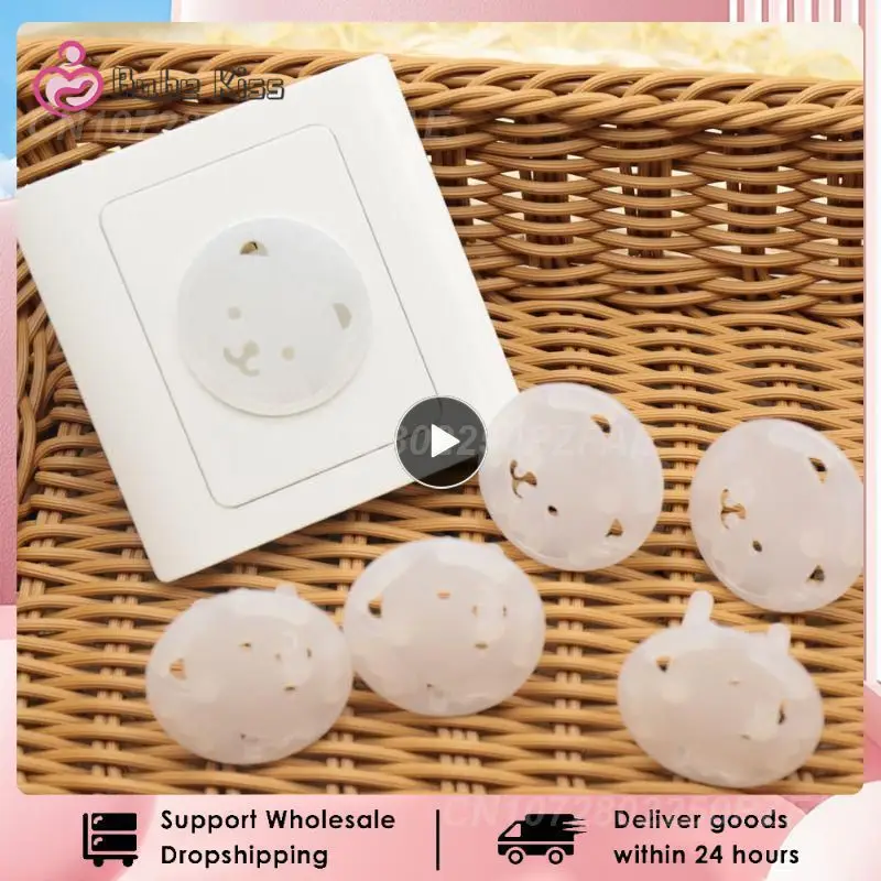 

Baby Anti Electric Shock Plugs EU Electrical Outlet Protection Cover Baby Kids Electrical Safety Round Cute Bear Pattern