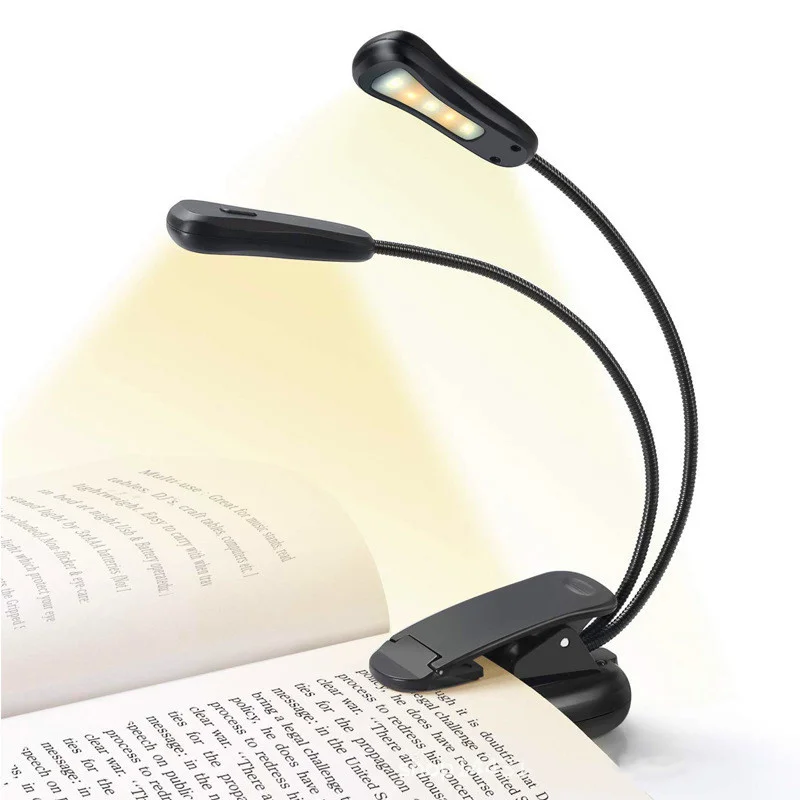 

USB LED E-book Reading Lamp Clip On Book LED Reading Light Portable Rechargeable Book Light Mini Adjustable Night Light