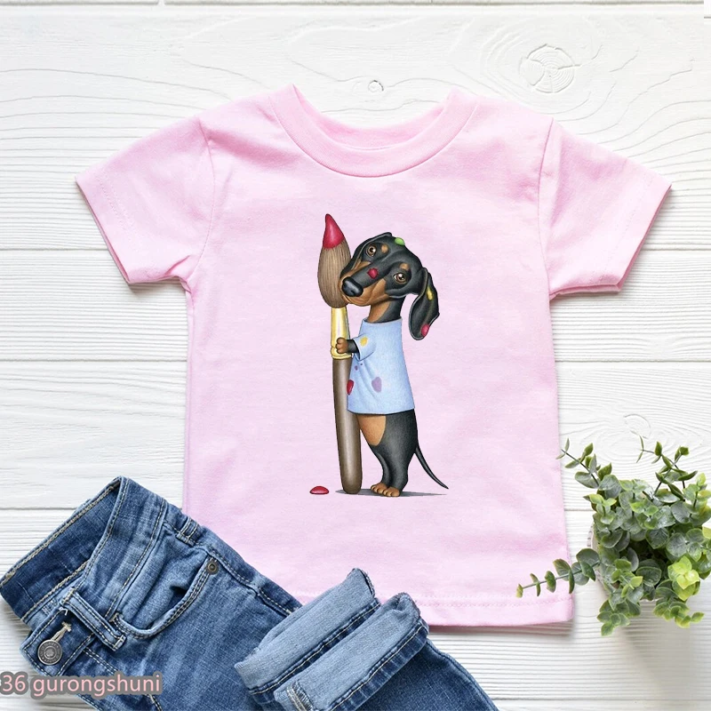 T-Shirt For Girls/Boys Cute Love Puppy Cartoon Print Children'S Clothing Shortsleeved Top Summer Kids Tshirt Fashion Boy Clothes |