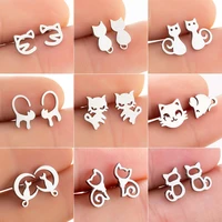 hot selling kpop earrings for women men titanium steel cats ear stud girls fashion gift unusual trend ear jewelry accessory gift