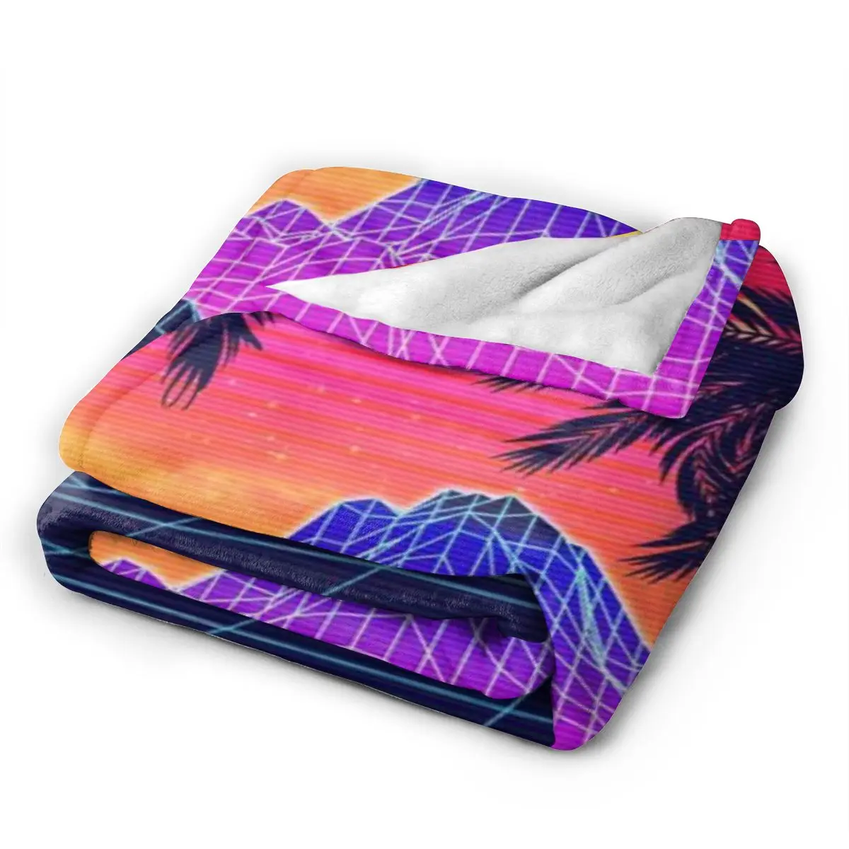 80s Vaprwave Rocks And Palm Trees Design An Ultra-Soft Micro Fleece Blanket