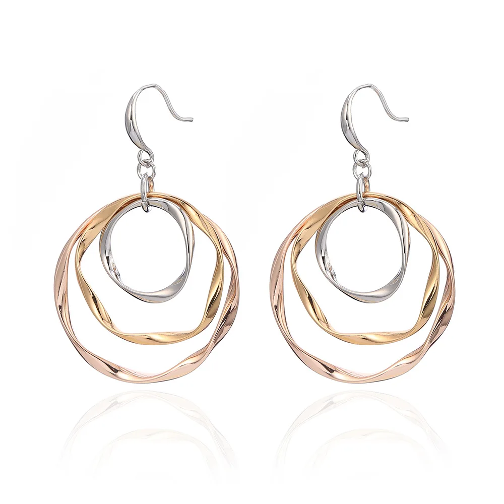 

Многослойные Круглые Кольца Висячие серьги для женщин корейские модные геометрические золотые серебряные Висячие серьги Модные Ювелирные...