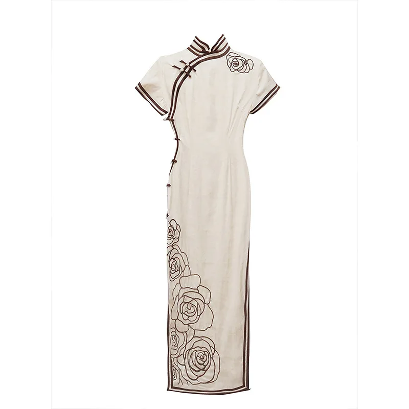 Китайский белый чонсам новинка 2023 улучшенное Ретро Старое шанхайское длинное