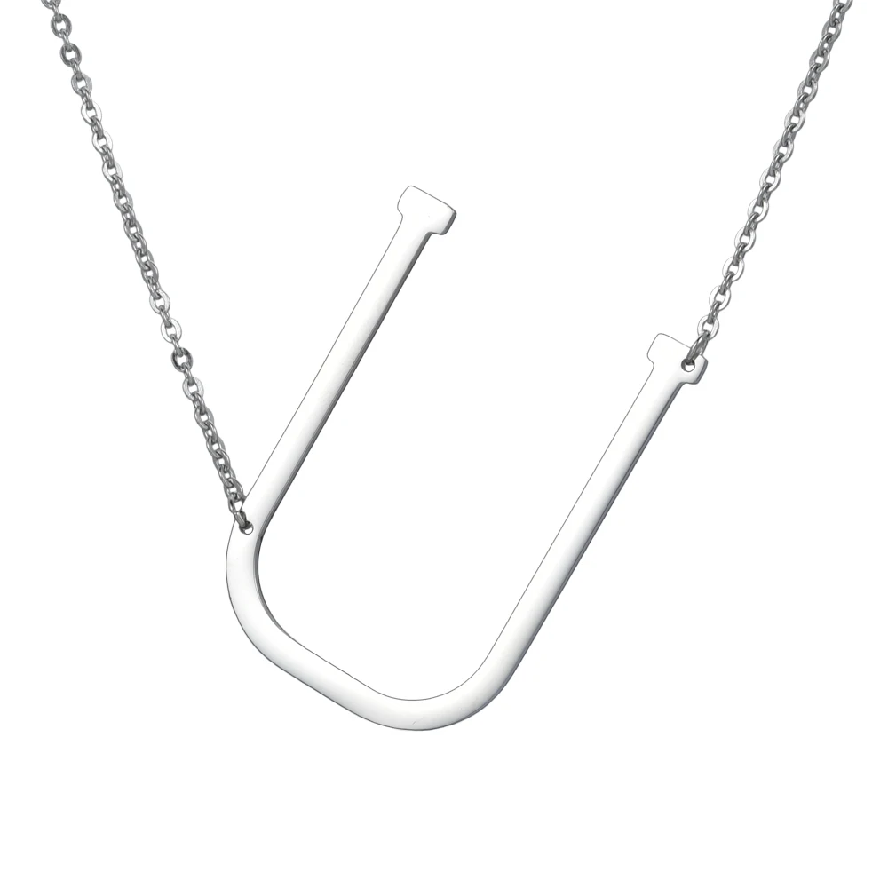 

New Arrive Letter Necklace Stainless Steel Silver Color Name Pendant Chain 45cm