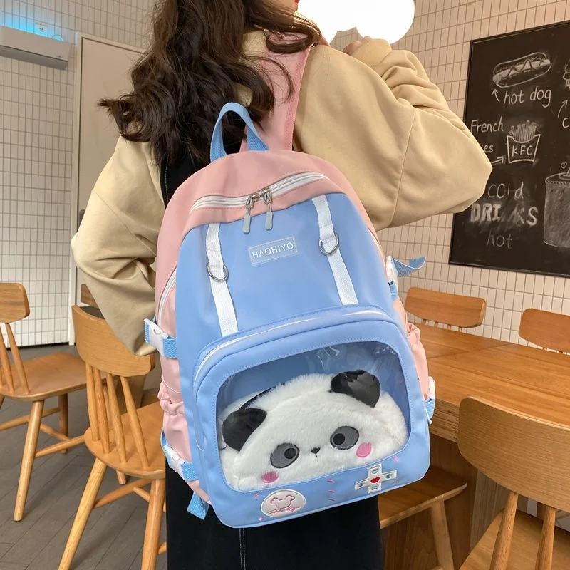 

Рюкзаки в японском стиле Kawaii с прозрачным карманом вместительные дорожные сумки для женщин школьников книжные сумки