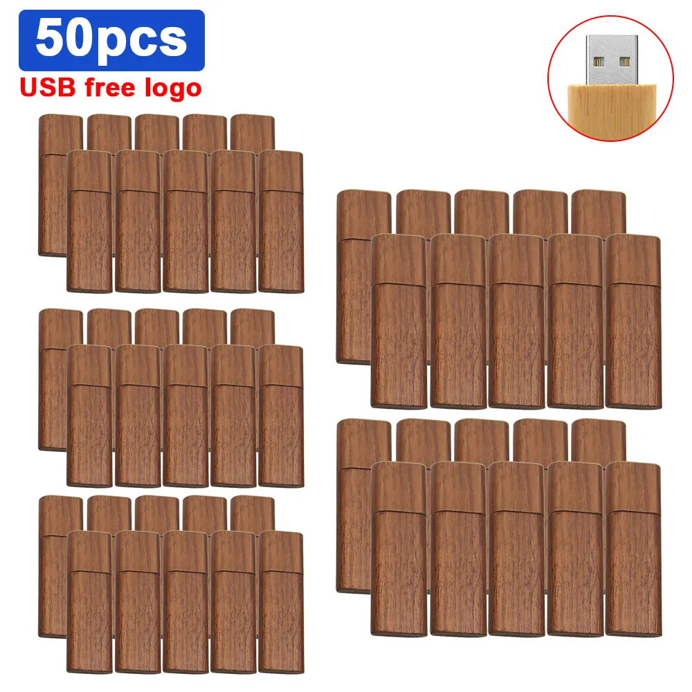 50pcs/lot Free Customize Logo Wood USB Flash Drive 4GB 8GB 16GB 32GB Pen Drive Memory Stick USB Wedding Photo Gifts usb disk