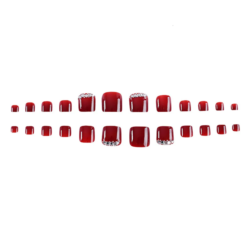 

Nail Nails Tips False Fake Polish Bridal French Stickers Girl Feet Press Strips Wraps Full Toenails Red Ornaments Artificial