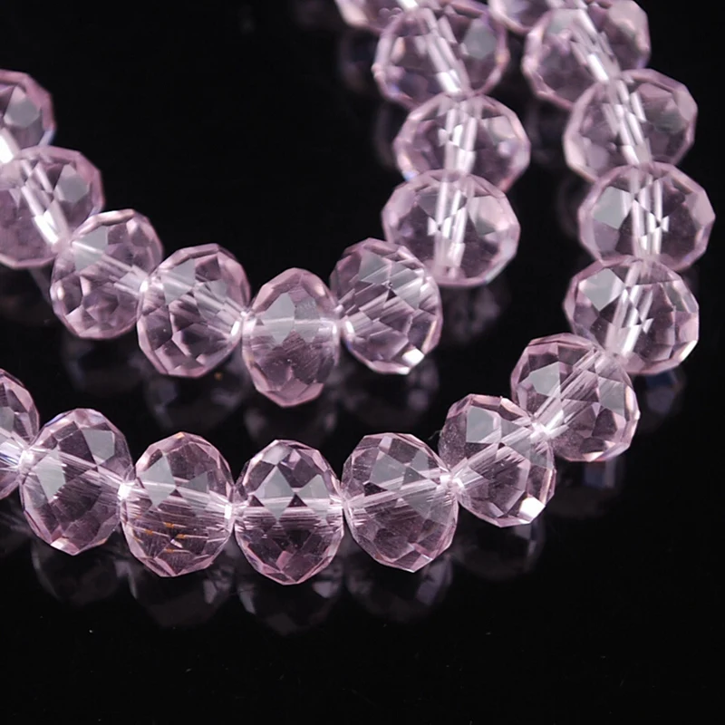 Rondelle Faceted Czech Crystal Glass Pink Color 3mm 4mm 6mm 8mm 10/12/14/16 18mm Loose Spacer Beads for Jewelry Making DIY