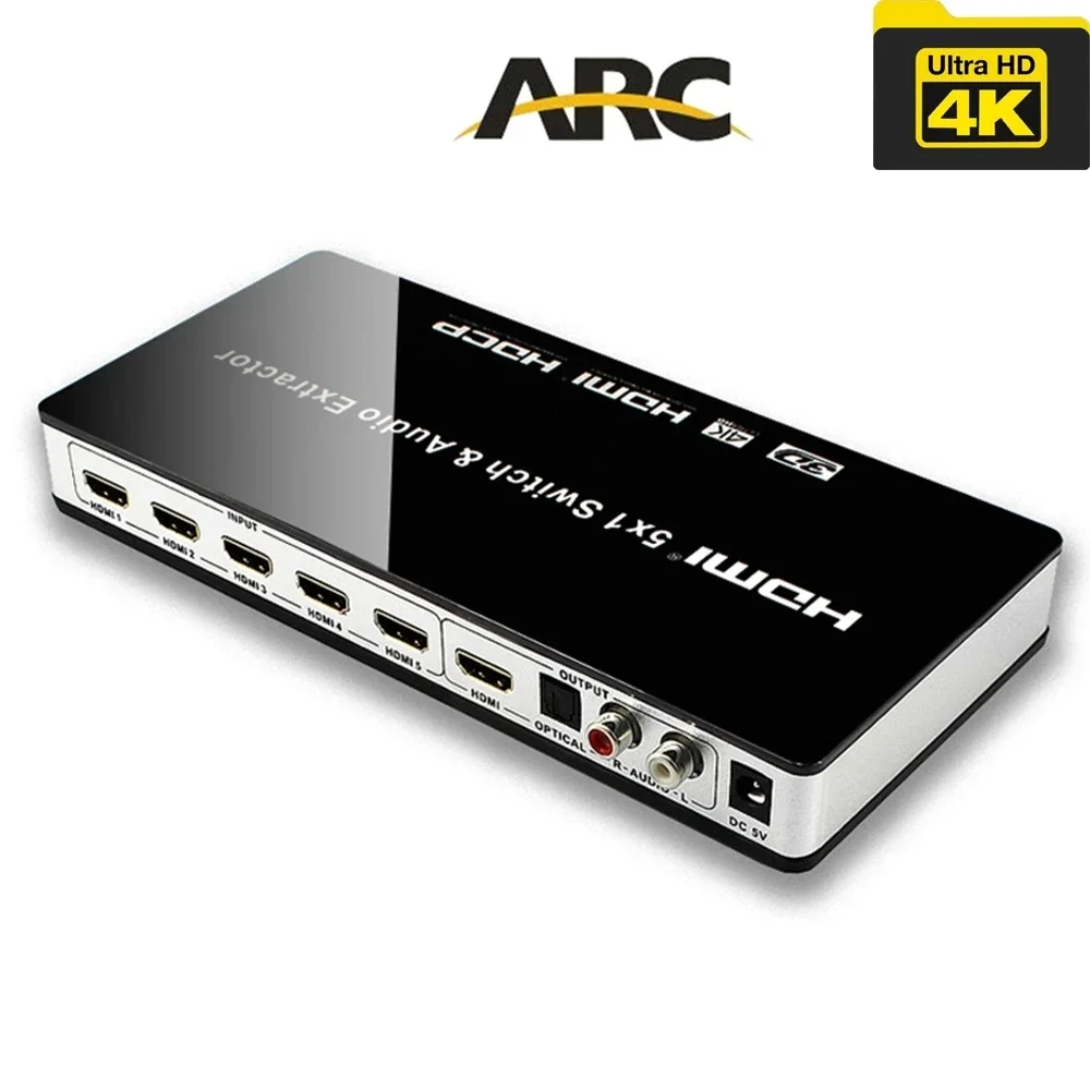 

Выключатель HDMI 5 в 1, 4K @ 30 Гц, 5x1, для XBOX 360, Mi Box PS5, PS4, DVD, ноутбуков, ПК, ТВ-мониторов