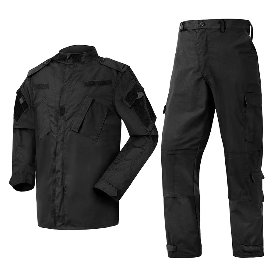 Black Swat Police Uniform Military Uniform Men's Clothing Combat Shirt and Pant For Outdoor Hiking Camping High Crypticity Suits