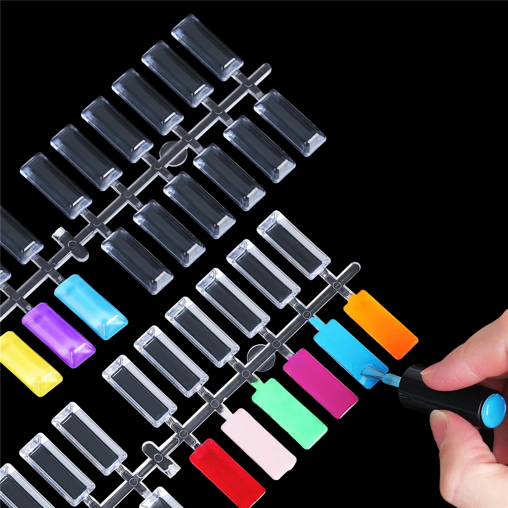 

48PCS False Nail Tips Plastic DIY Nail Gel Polish Color Swatch Display Card Ring for Nail Art Nail Practice Tool Showing Shelf