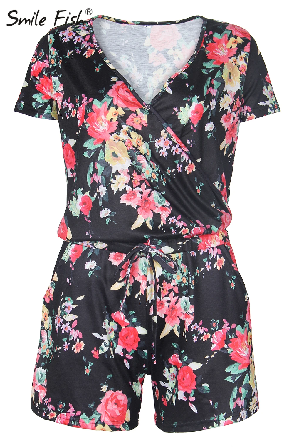 

Women Basic Playsuit Outfit Casual 2022 Summer Female Sexy Streetwear Printed Rompers Lace Up Floral Jumpsuit G1462