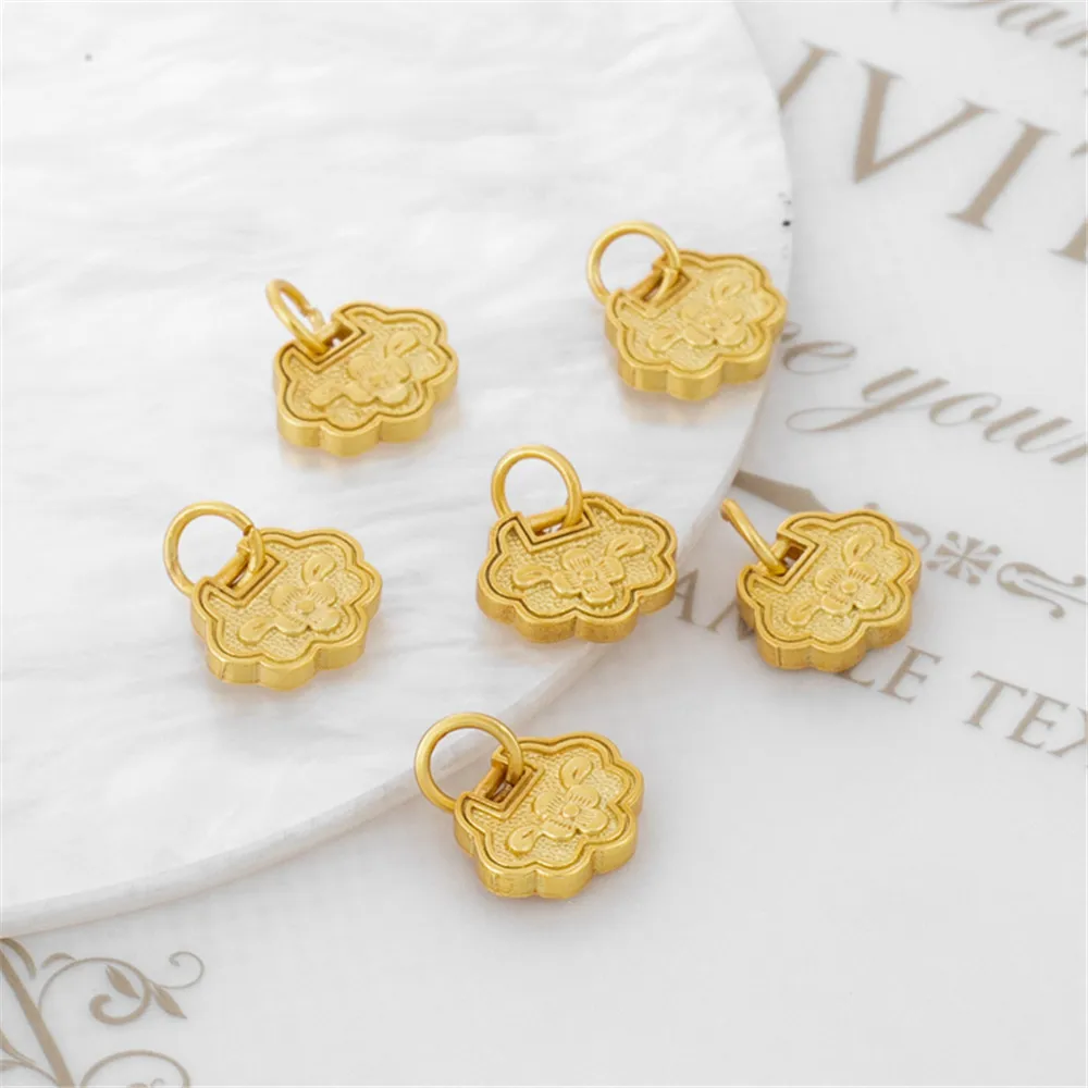 

18k gold package color retaining dumb gold Ruyi pendant 9 * 10mm small pendant diy bracelet necklace pendant earrings