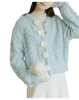 plus fleece jacket autumn and winter new long sleeved cardigan lazy fashion trend round neck cardigan sweater