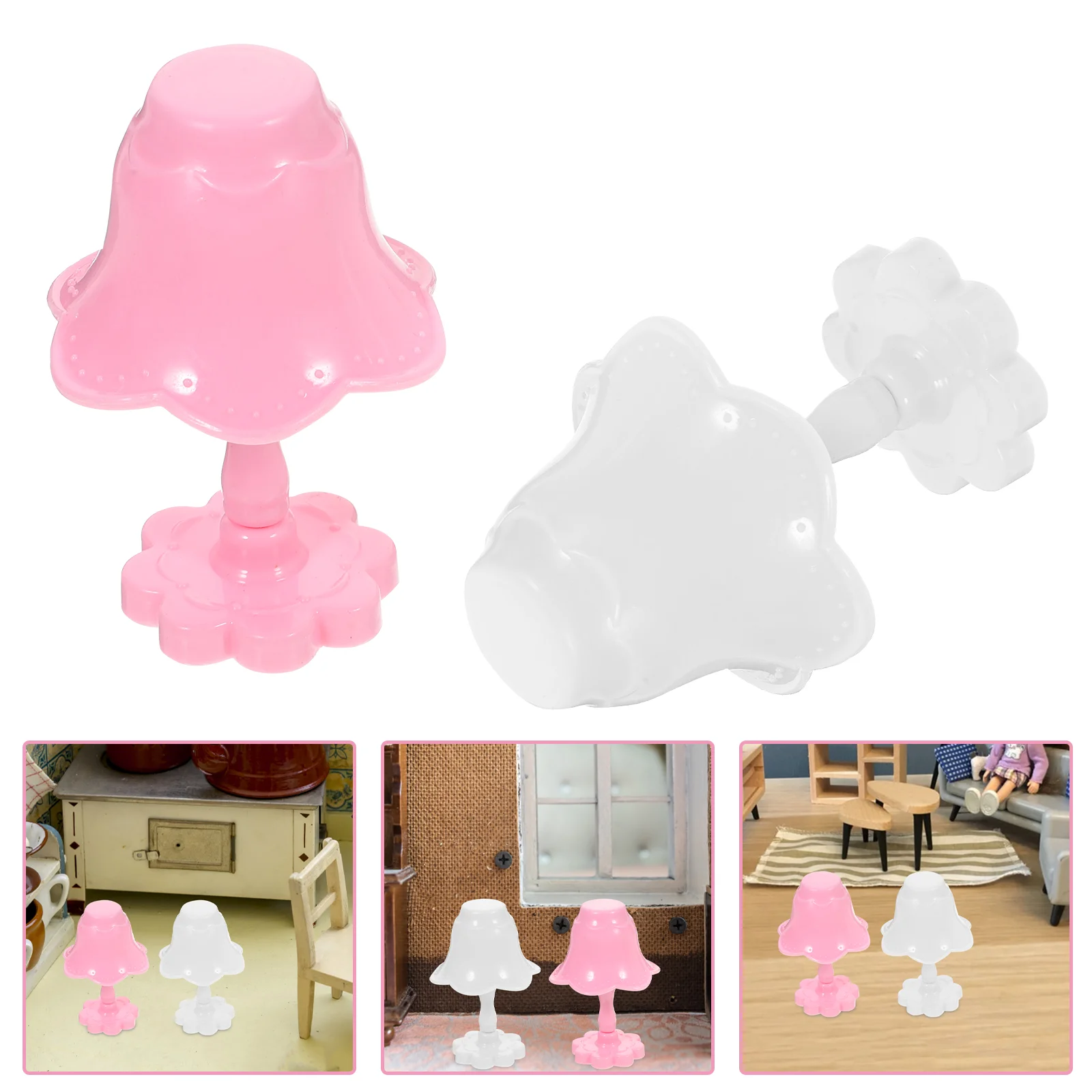 

8Pcs Mini Desk Lamp Model Mini House Desk Lamp Ornament Miniature Bedside Light