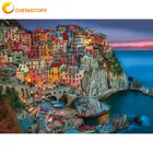 CHENISTORY 5D алмазная живопись с полным заполнением квадратныекруглые Алмазная вышивка побережье Красочный дом пейзаж Набор для творчества домашний декор