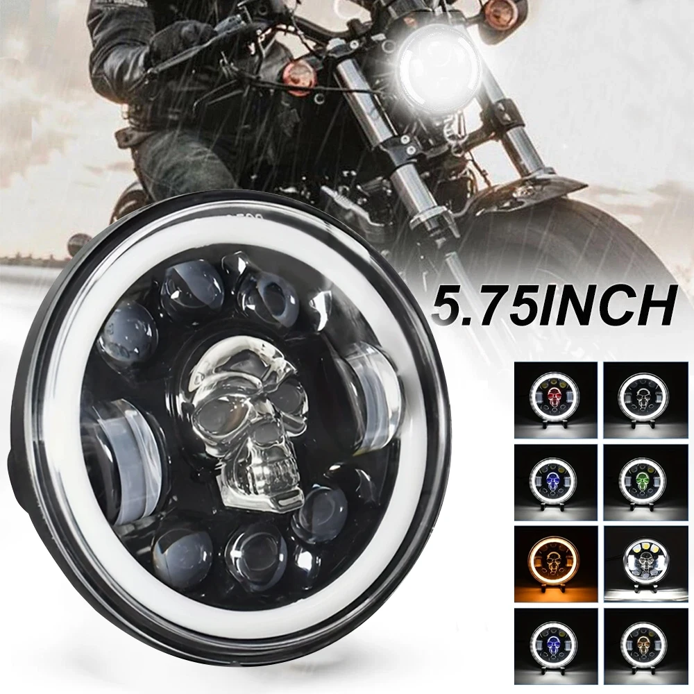 Фото Фара для мотоцикла 5,75 дюйма (5 3/4 дюйма) с ДХО для Harley Dyna Iron 883 Street Bob FXDB VRSVD VRSCDX XG, круглая мото-лампа №4