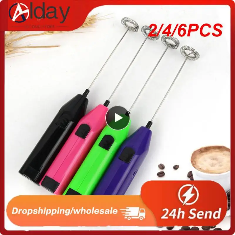 

2/4/6PCS Convenient Coffee Stirrer Portable Durable Milk Frother Black Whisk Frothing Milk Efficient Electric Stirring Rod