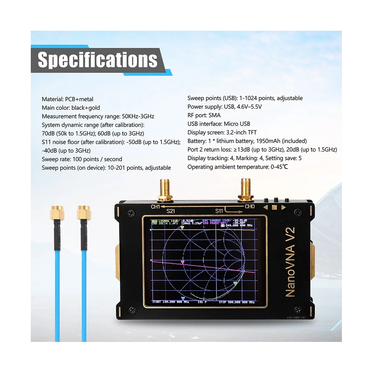 3. 2-дюймовый экран 3G Векторный сетевой анализатор фотоанализатор NanoVNA V2 антенный