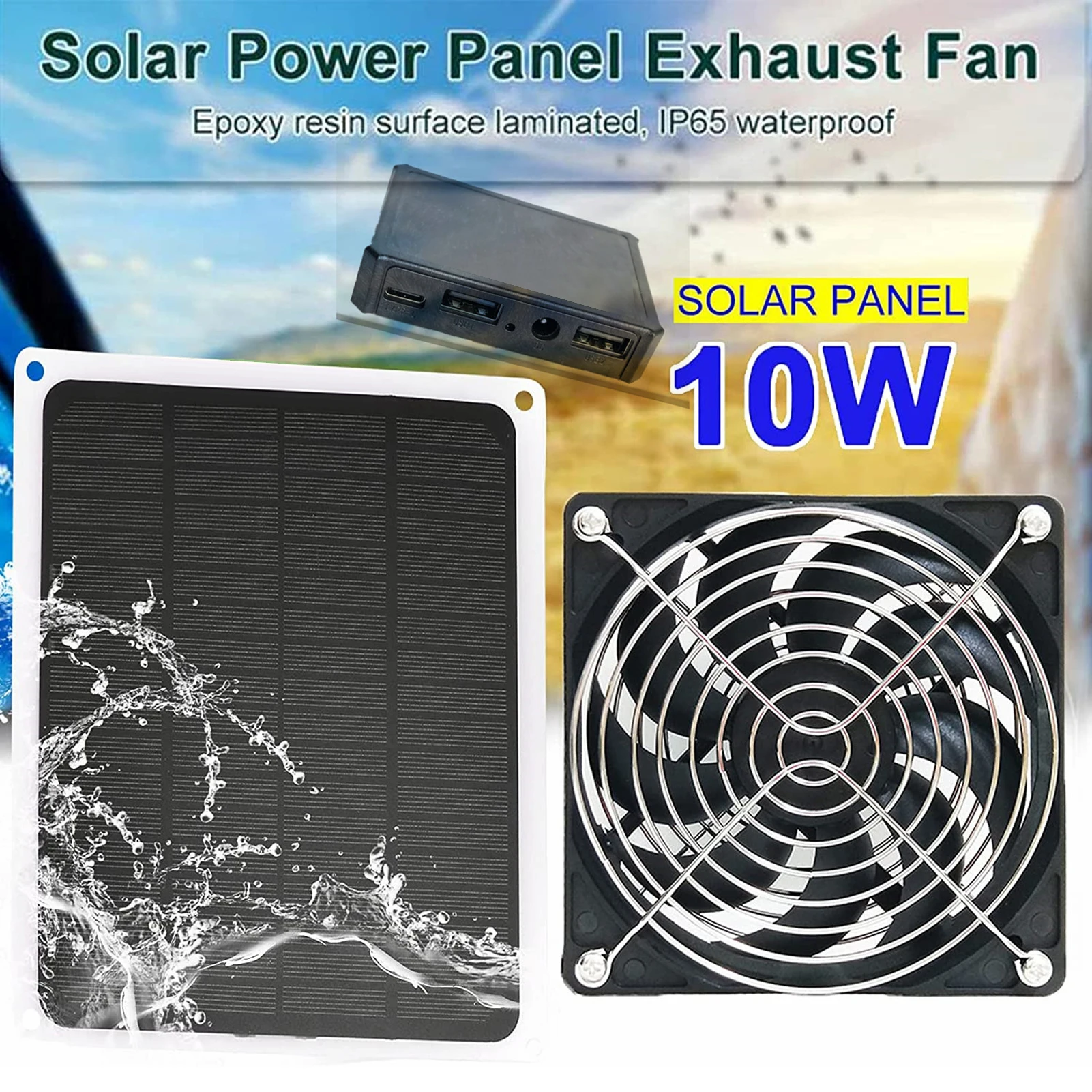 

20W 12V 4.7-Inch Solar Exhaust Fan Monocrystalline Silicon Solar Power Panel Exhaust Fan Mini Portable Cooling Ventilator