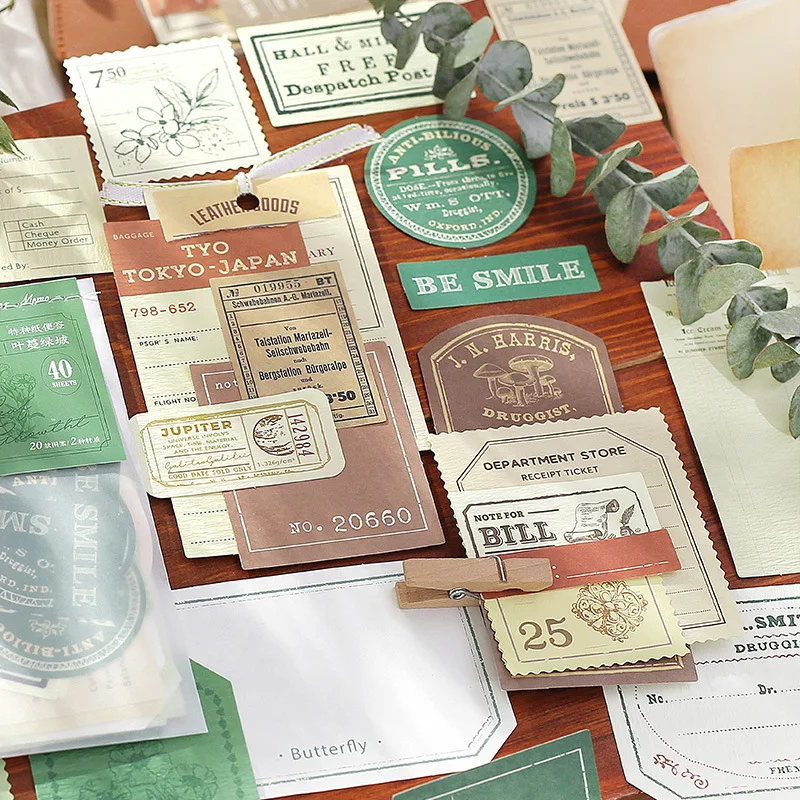 

40pcs Vintage Specialty Memo Pad Paper Planner Bill Ticket List Paper Stationery Memo Stationery Notepad Label Sticky Notes