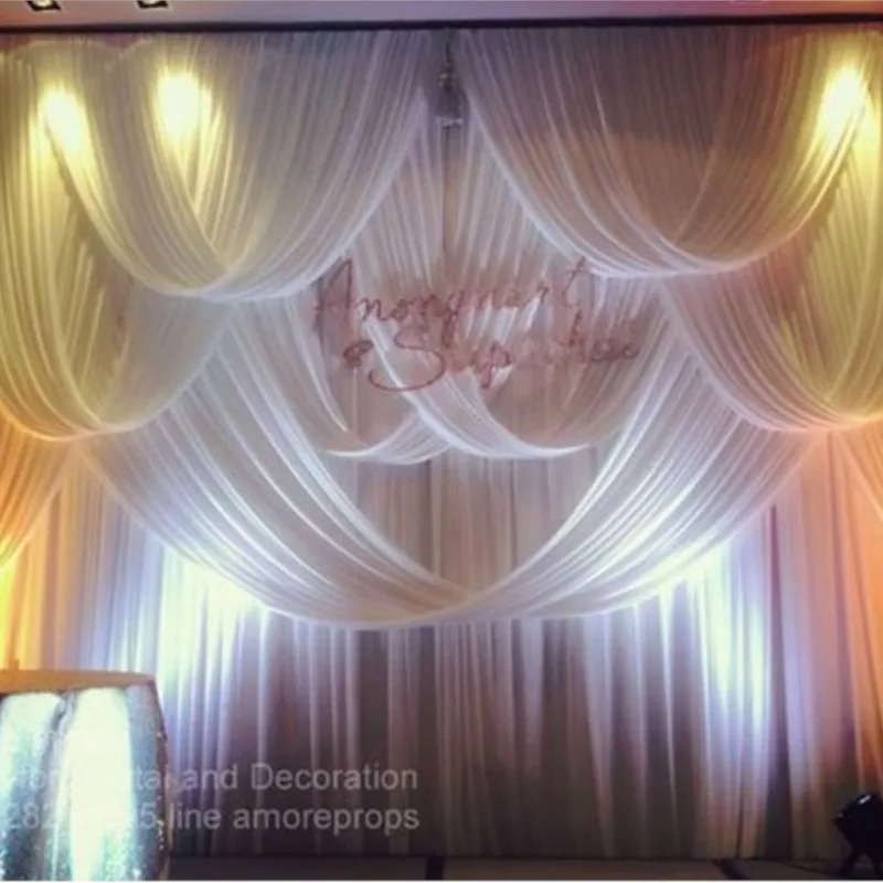 

Роскошный чистый свадебный фон с элегантными драпировками свадебное украшение 3 м X 6 м