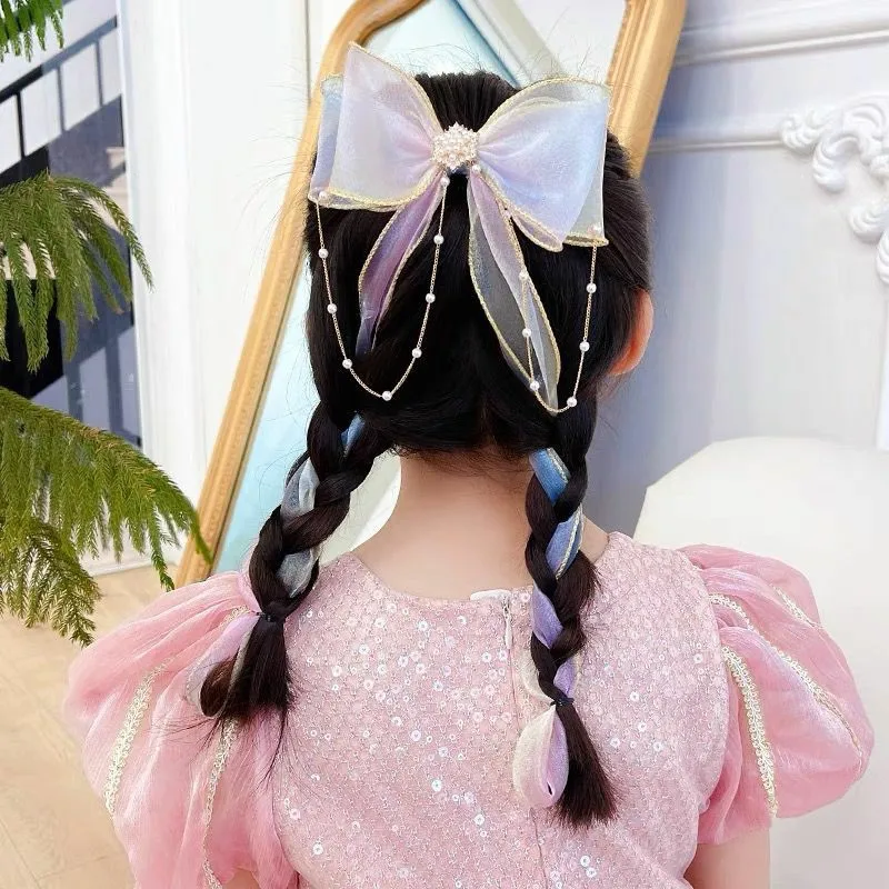 Pajarita de mariposa para niña, accesorios para el cabello trenzados, tocado, cinta de borla, horquilla para mujer, pinzas para el pelo, pasador para niño