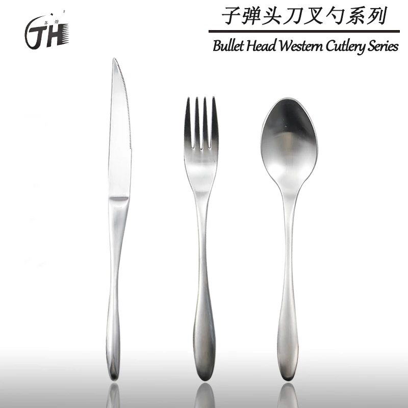 

GH 304 stainless steel Dutch style brushed silver main table knife, fork, spoon, commercial children's 4-piece Western tableware