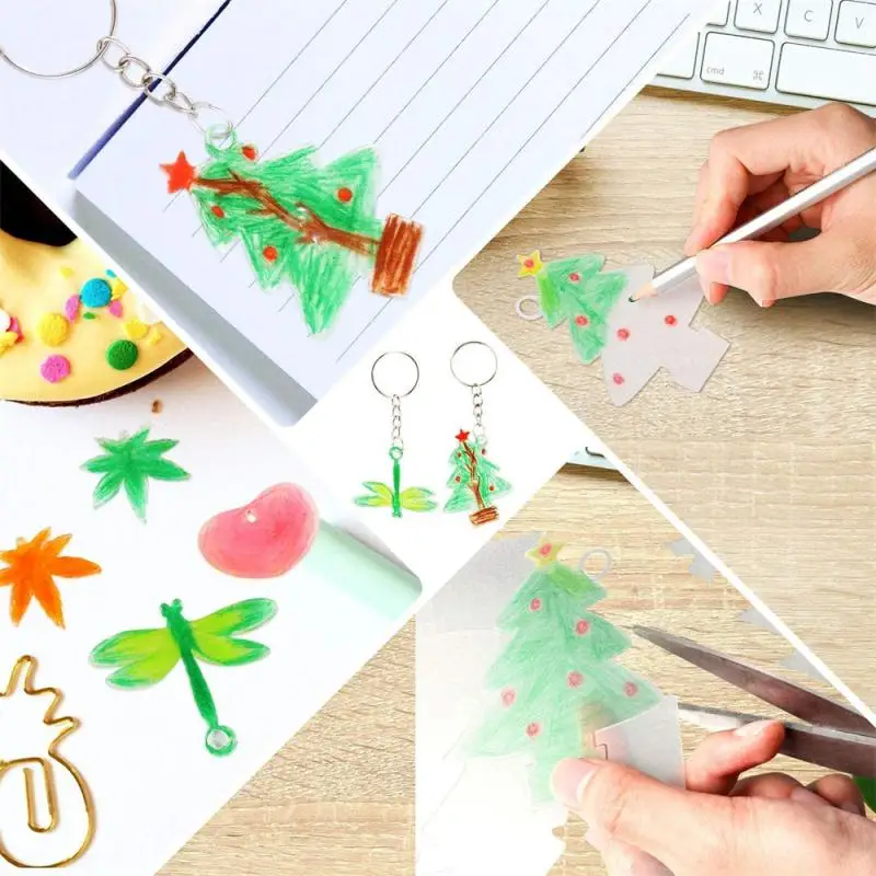 

Shrinkable Film Paper Handmade Keychain Heat Shrinkable Sheet Creative New Shrinking Film Shrink Papers For Kids Gift Earrings