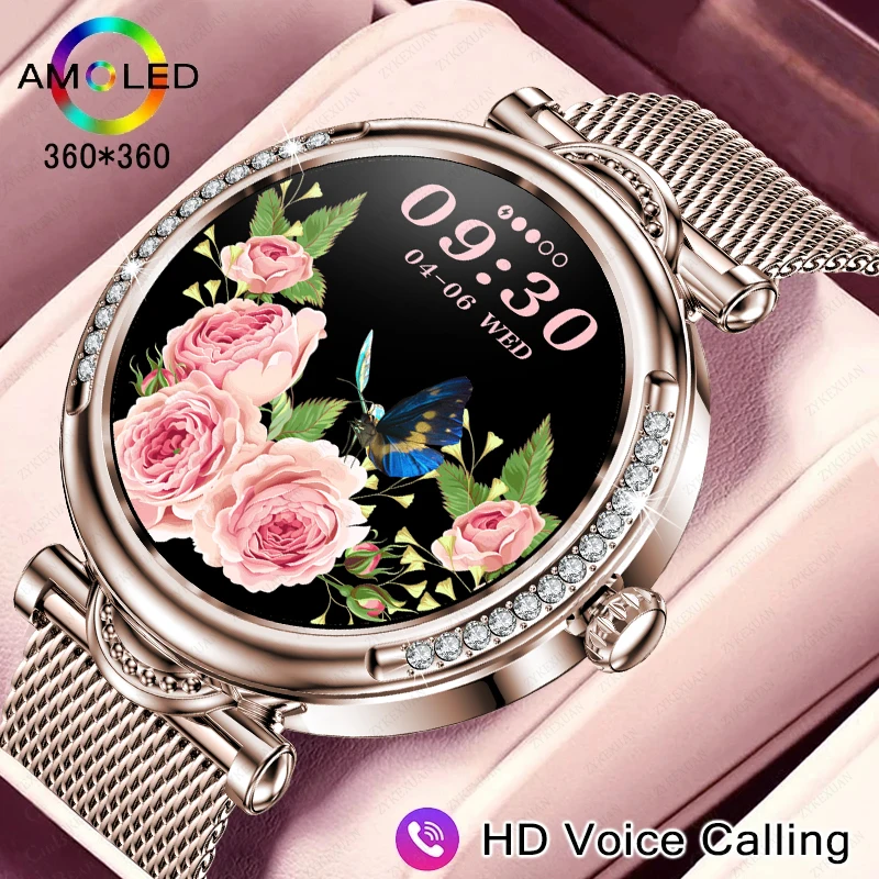 Модные женские Смарт-часы с HD-экраном 360*360 пульсометром тонометром настраиваемым