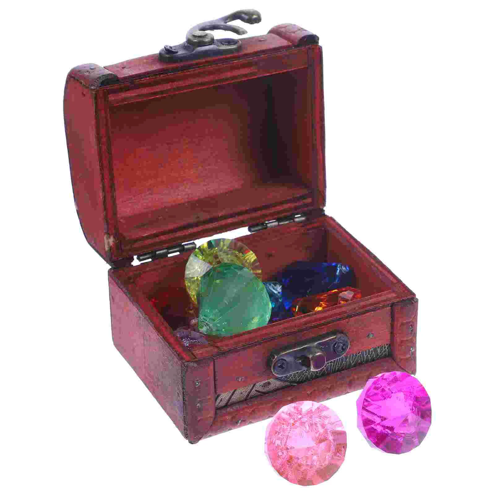 

Children's Jewel Toy Kids Pirate Treasure Acrylic Gemstones Wooden Toys Small Vintage Wedding Decor