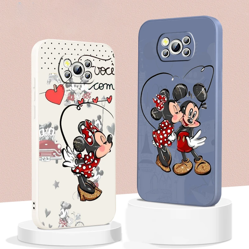 

Pink Disney Minnie Mickey Liquid Rope Phone Case For Xiaomi Mi Poco M5s M5 X5 X4 X3 M4 M3 F4 F3 GT Pro NFC 5G Soft Cover