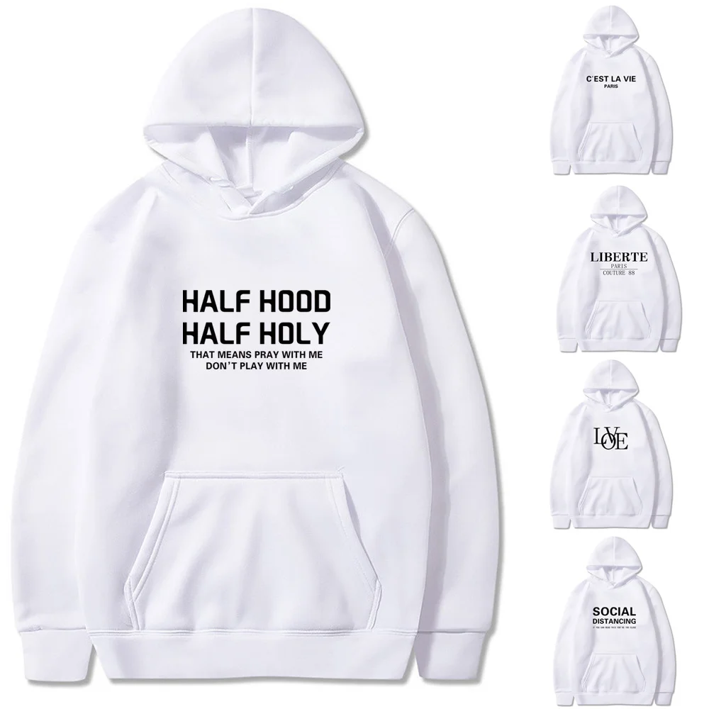 

2022 Fashionn Trend Unisex Women Autumn Winter Sweatshirt Hoodies Text Printed Couple Clothes Hooded Tops Pullover Streetwear