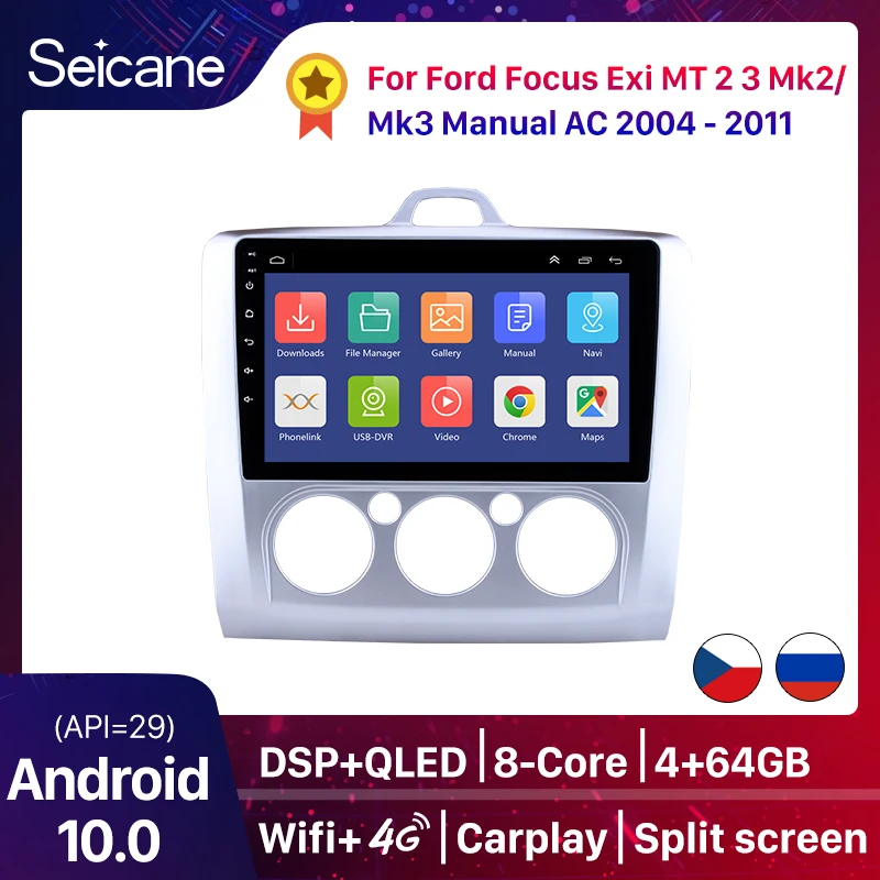 Seicane 9 “ Android 10.0 Car Radio For ford focus EXI MT 2 3 Mk2 2004 2005 2006 2007 2008 2009-2011 2Din GPS Multimedia Player