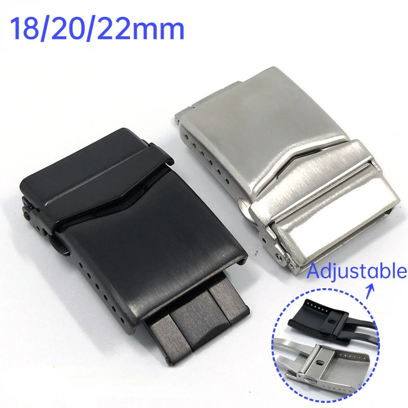 

316L High Quality Stainless Steel Clasp for Seiko Ghost Diving Watch Strap 18 20 22mm Folding Black Buckle 3mm Thickness