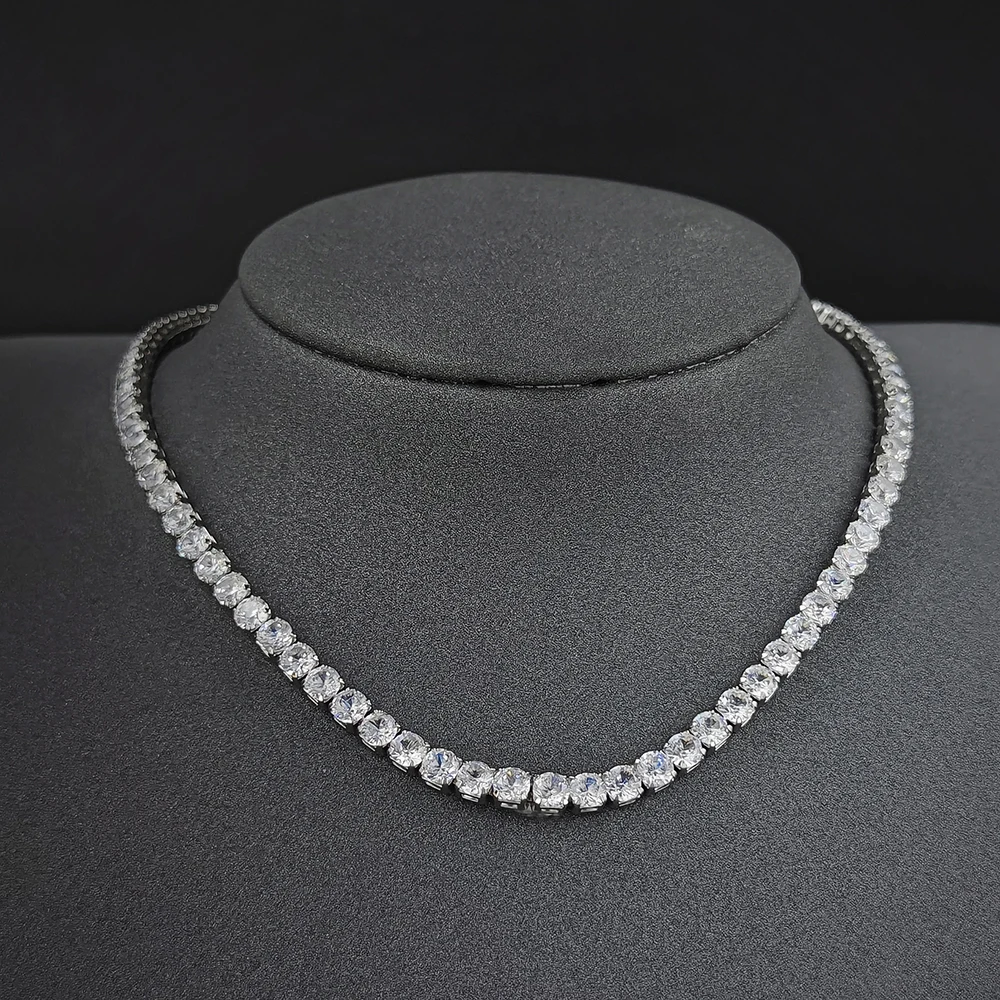 Модное теннисное ожерелье 4 мм 5 в стиле хип-хоп золотого и серебряного цветов