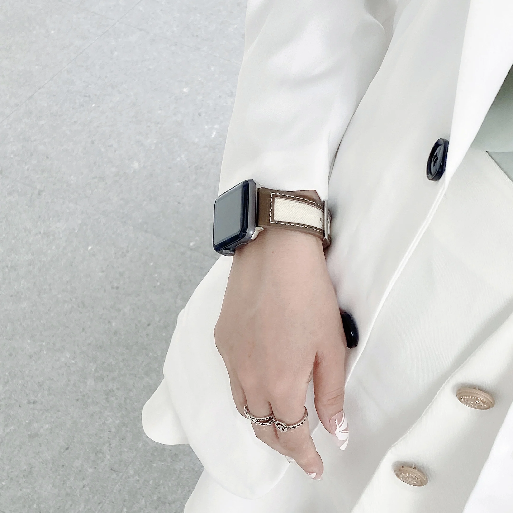 Leather + Nylon strap For Apple watch 7 45mm 41mm Breathable bracelet wristband for iWatch 6 5 SE 4 44mm 30mm series 3 42mm 38mm