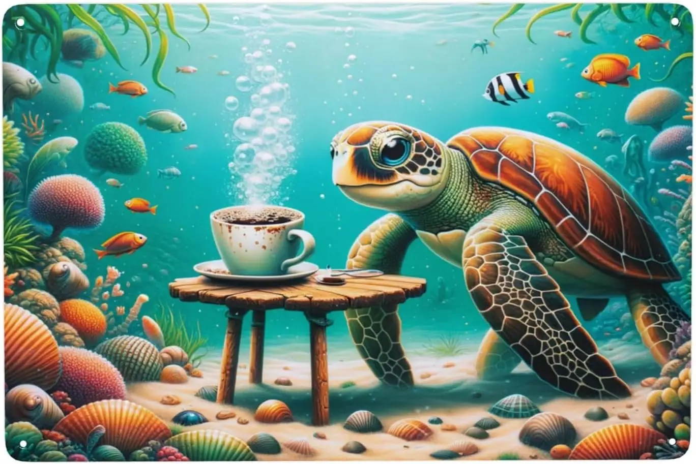 Serene Underse Coffee Brek utcl Домашний декор Tn Sgn с Se Turtle Corl Reef Metl sgns Wll rt для тематики Costl qurum Decor