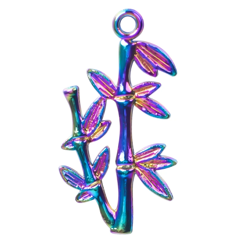 5 шт./лот модные бамбуковые Подвески радужного цвета из цинкового сплава подвеска