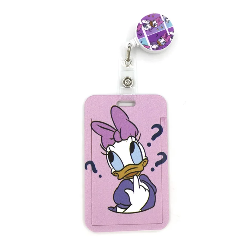 

Daisy Donald Duck Cute Credit Card Cover Lanyard Bags Retractable Badge Reel Student Nurse Name Clips Card ID Card Holder Chest