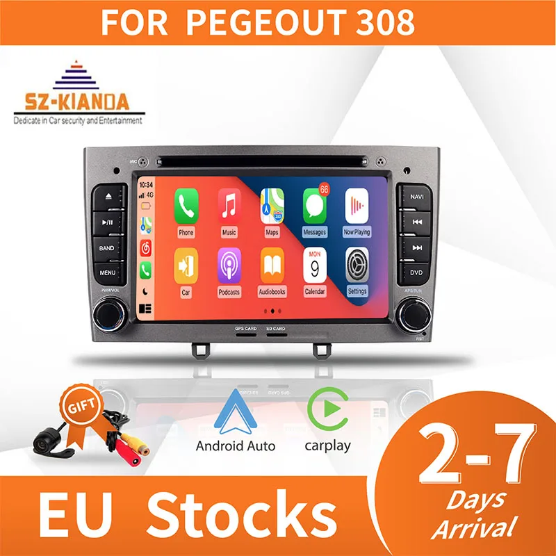 

Автомагнитола Carplay, мультимедийный проигрыватель на платформе Android 11 для Peugeot 308, 408, GPS-навигация, автомагнитола, стерео, управление рулевым колесом
