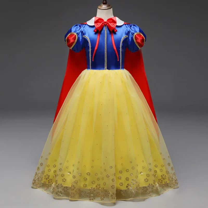 

2021 New Girls Sleeveless Embroidery Bow Snow White Princess Dress Kids Elegant Party Prom Ball Gown Children Costume 3-10 Year