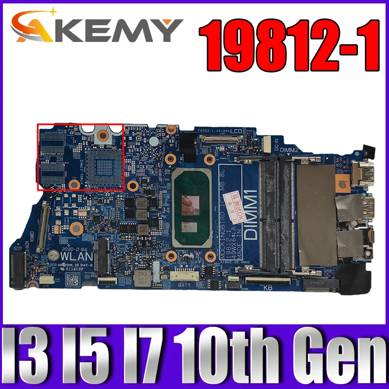 

Материнская плата 19812-1 для ноутбука dell Vostro 5501, материнская плата для ноутбука, модель wk8r, системная плата с искусственным товаром i7-1065G, 7 ЦП