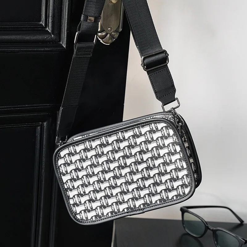 

Fashion Men's Shoulder Bag Luxury Jacquard Canvas Shoulder Messenger Bags for Men Brand Designer Square Handbag Mens Sling Bags