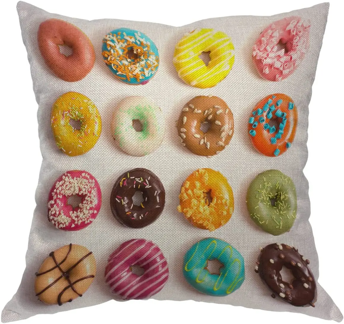 

Donut Candy Pillowcase Delicious Dessert Chocolate Cheese Food Pillowcase