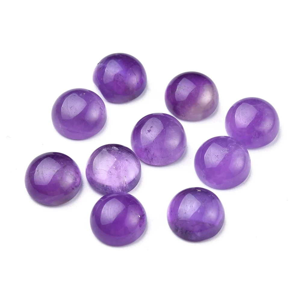 

5 PCS Natural Amethyst Cabochons Half Round Grade A 8x3.5~4mm