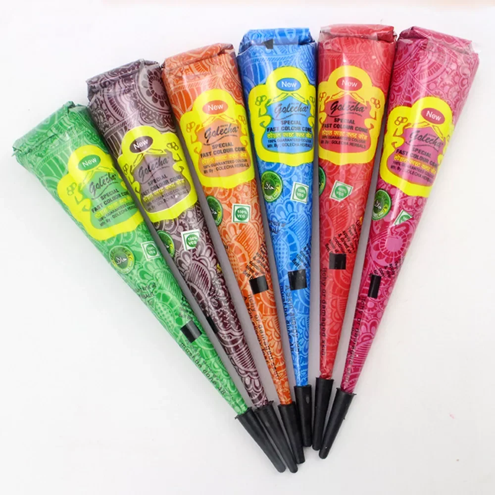 

1Pcs 6 Colors Indian Henna Tattoo Paste Cone Body Paint Temporary Mehndi Henna Tattoo Body Art